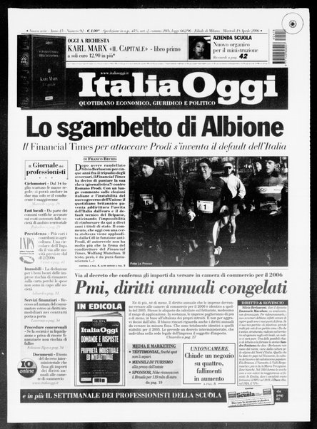 Italia oggi : quotidiano di economia finanza e politica